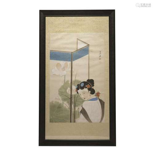 Framed Zhang Daqian Female Figure Painting