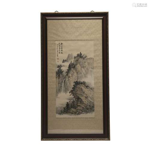 Framed Huang Junbi Landscape Painting