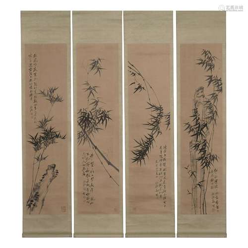 Zheng Banqiao Bamboo Painting Quadruplets