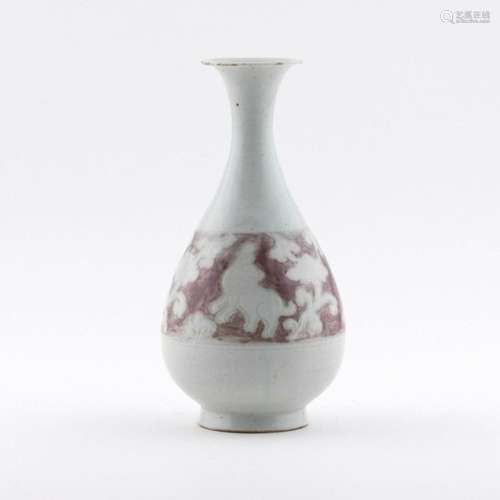 YUAN RED DRAGON PEAR VASE