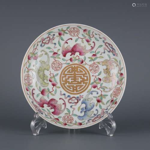 Pastel Fushou Shuangquan Pattern Plate