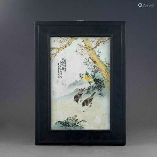 20TH C. REPUBLIC PERIOD FRAMED PORCELAIN PAINTING PLAGUE