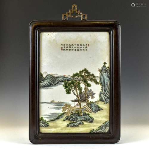 FRAMED REPUBLIC PERIOD CHINESE PORCELAIN PAINTING