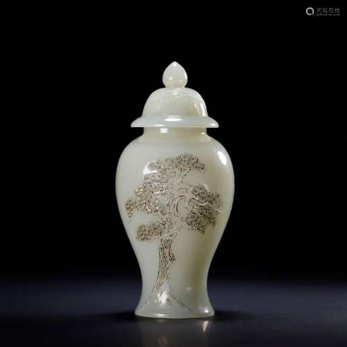 Hetian Jade Carved Poetry General Vase
