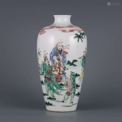 Five-color Fu Lu Shou Samsung Plum Vase