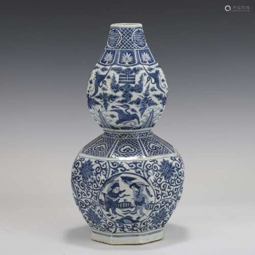 LONGQING BLUE & WHITE DOUBLE GOURD BOTTLE