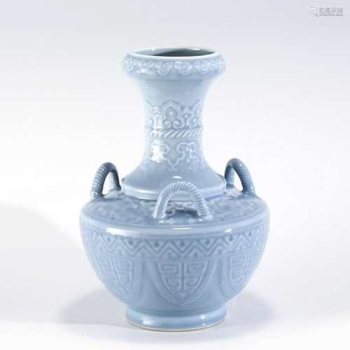 QING QIANLONG SKY BLUE GLAZED VASE