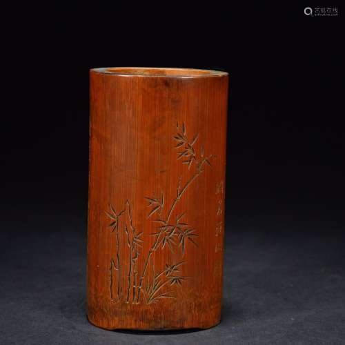Bamboo Carved Poetry Pen Holder