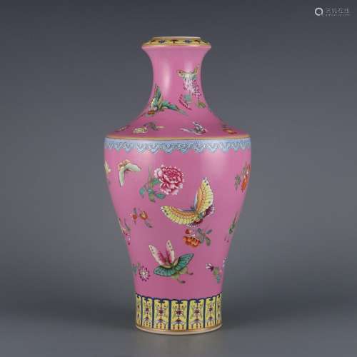 Rouge Pink Ground Pastel Butterfly Love Flower Vase
