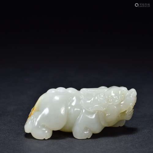 Hetian Jade Seed Material Auspicious Beast Handle