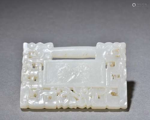 Hetian White Jade Flower Kui Dragon Pattern Listing