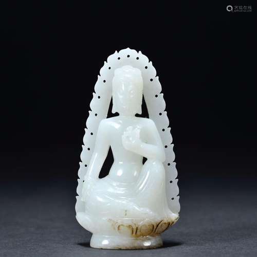 Hetian Jade Seed Material Zizai Buddha Carvings