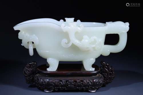 Hetian Jade Dragon Cup