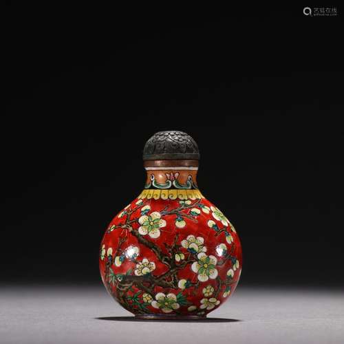 Bronze painted enamel plum pattern snuff bottle