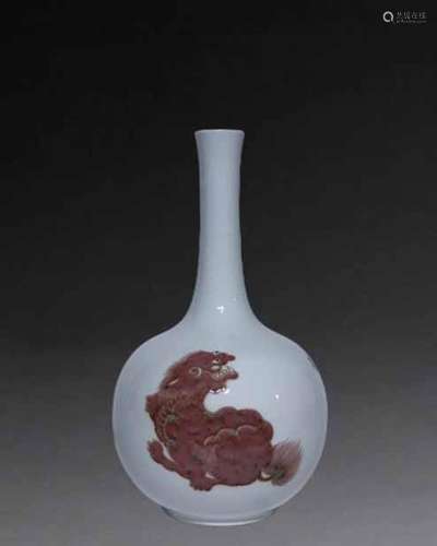 Underglaze red auspicious animal gallbladder bottle