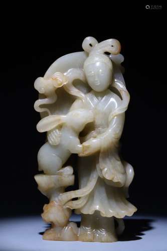Hetian Jade Chang'e Flying to the Moon Ornament