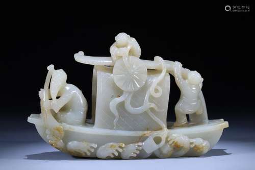 Hetian jade boat