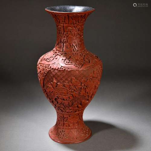 Tihong Lacquer Blooming Fortune Guanyin Vase