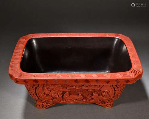 Pick red lacquerware consecrated landscape figure narcissus ...