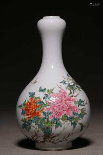 Garlic bottle with enamel peony pattern