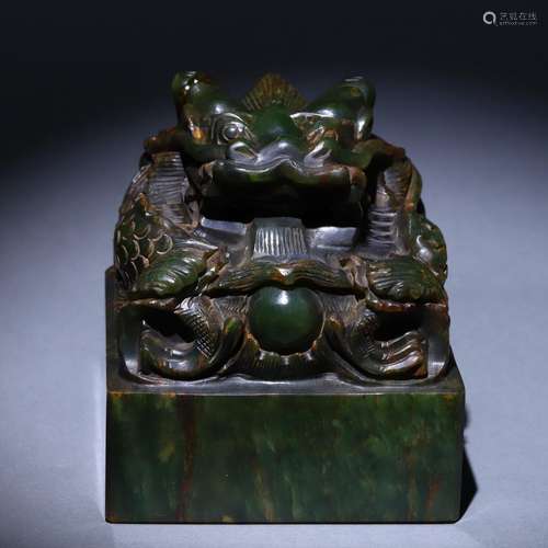 Hetian jade jasper seal