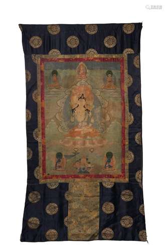 Qing Dynasty, Chain Embroidered White Tara Thangka