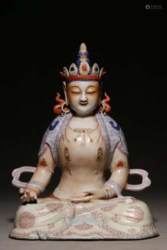 Pastel Longevity Buddha Seated Statue