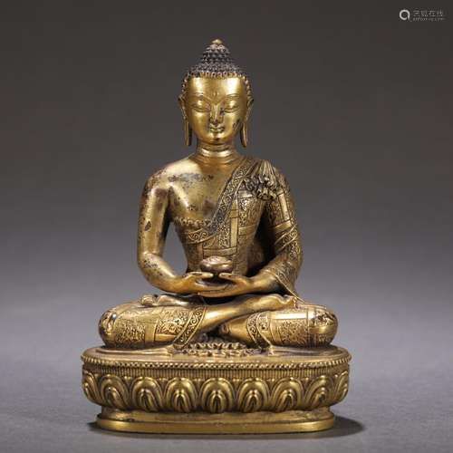 Gilt bronze statue of Shakyamuni Buddha