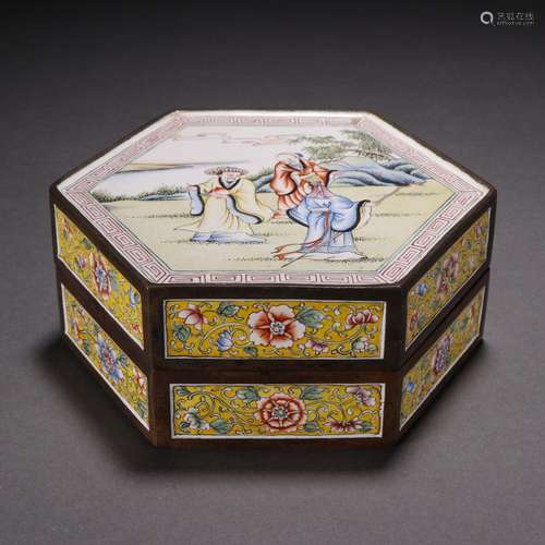 Bronze painted enamel character story cover box