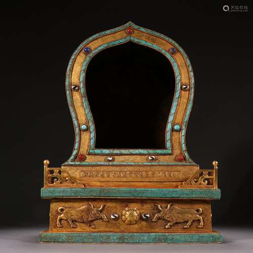 Gilt Bronze Altar with Eight Treasures.a set of scriptures