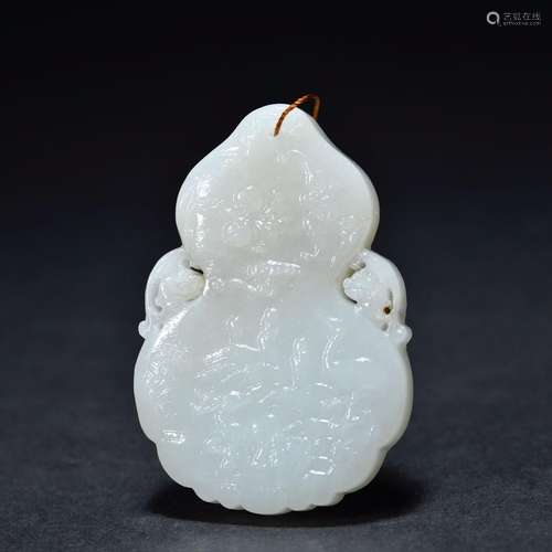 Hetian White Jade Fu Lu Shou Gourd Brand