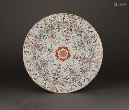 Chinese Fencai glazed porcelain plate, 19th