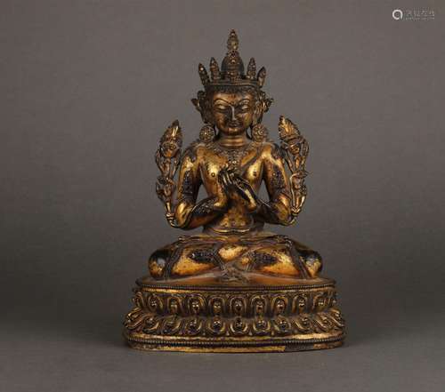 Ancient Bronze Buddha Statue