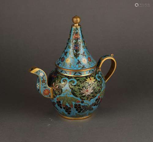 Chinese cloisonne monk cap pot, Ming