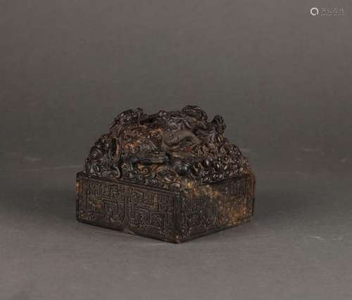 Chinese Shoushan Stone Carving Nine Dragon Seal (Palace)