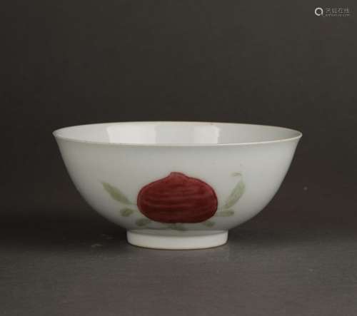 Chinese blue and white underglaze red porcelain bowl, Yongzh...