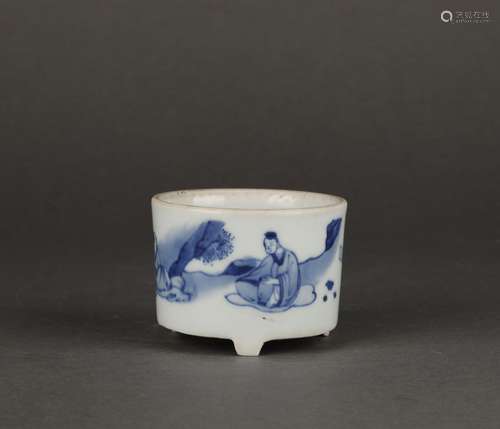 Chinese Blue and White Glazed Porcelain Furnace, Kangxi