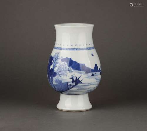 Chinese blue and white glazed porcelain vase, Kangxi