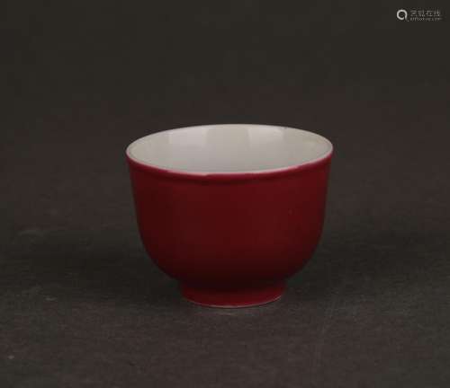 Ancient Chinese Red Glazed Porcelain Cup