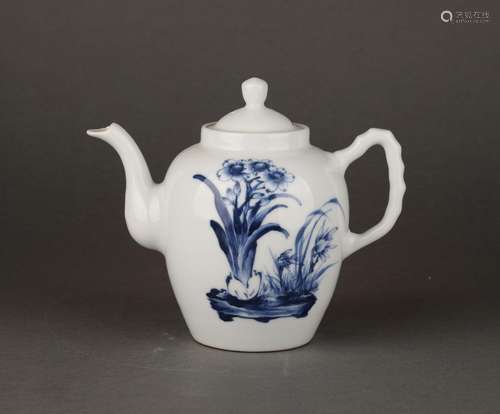 Wang Bu, Blue and White Glazed Porcelain Tea Pot