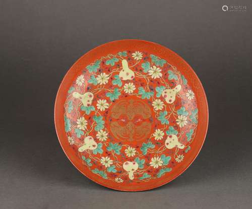 Ancient Chinese colored porcelain plates, 18th