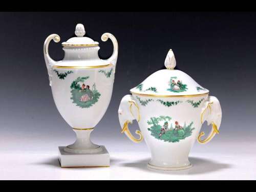 Lidded box and vase, Fürstenberg, 2nd half of the 20th