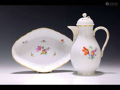 Coffee pot and bowl, KPM Berlin, 20th century,Rocaille