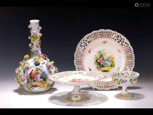 Four parts of porcelain, Dresden, around 1900/20