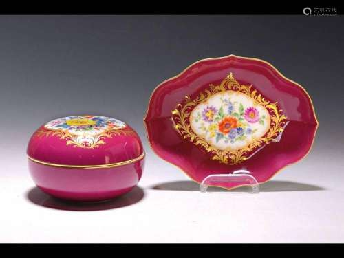 Covered box and bowl, Meissen, 1960s, porcelain