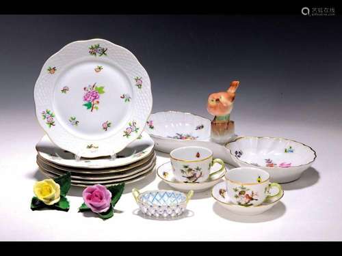 6 parts Herend porcelain, 20th century cabaret bowl with