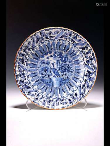 Large fan bowl, Delft, 18th century, faience, richly