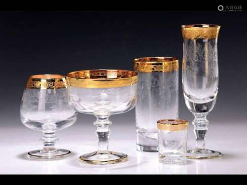 Drinking glass service, Murano, 1960s/70s, 6 champagne