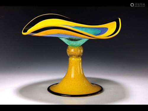 Serving bowl, Murano Italy, 1980s, hand-blown glass with