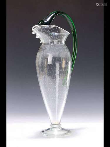 Pitcher, Murano Italy, 1980s, hand-blown colorless